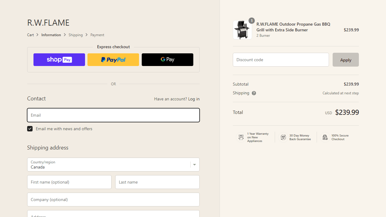 How to apply R.W.Flame coupon code